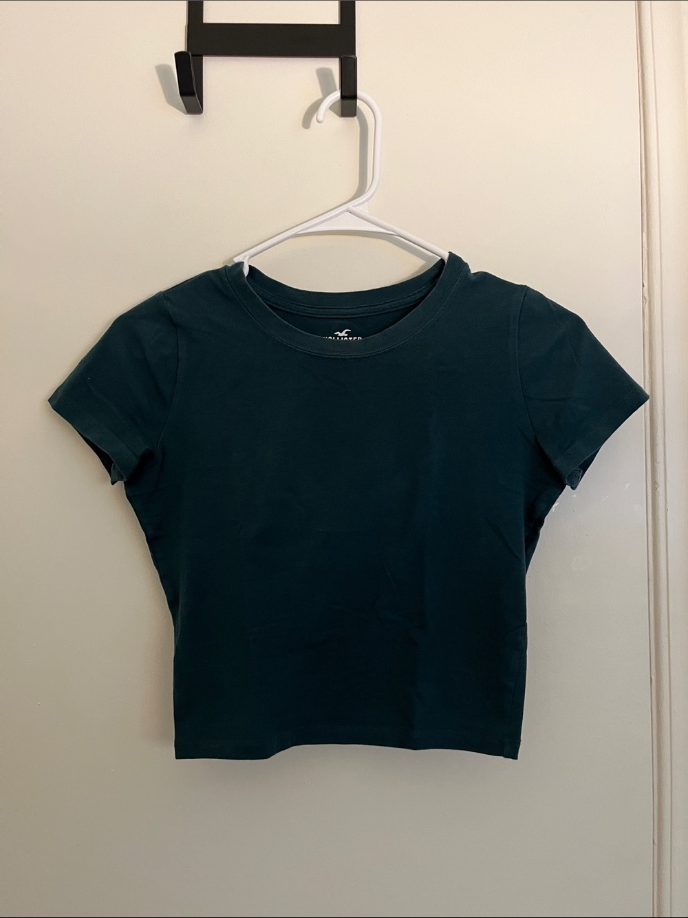 Hollister Women's Short Sleeve Crop Tee - Teal Green